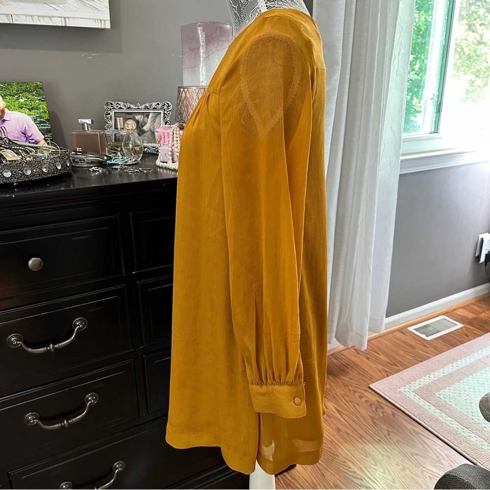 H&M Mustard Orange Long Sleeve Shift Dress Size 4 - Picture 3 of 16